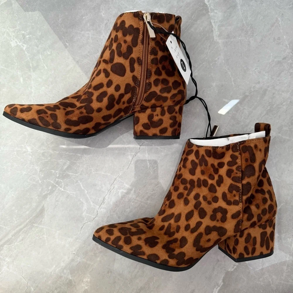 Women’s A New Day Target The Valerie Microsuede City Ankle Leopard Print Booties